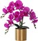 Artificial Orchid Flower with Vase, White Orchid Bonsai Faux Orchid Phalaenopsis Plant Pot Arrangements for Home Decoration (Purple,Gold Vase)